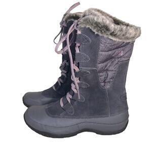 The North Face Nuptse faux Fur Boots Iron Gate Grey Quail Grey purple sz 8.5